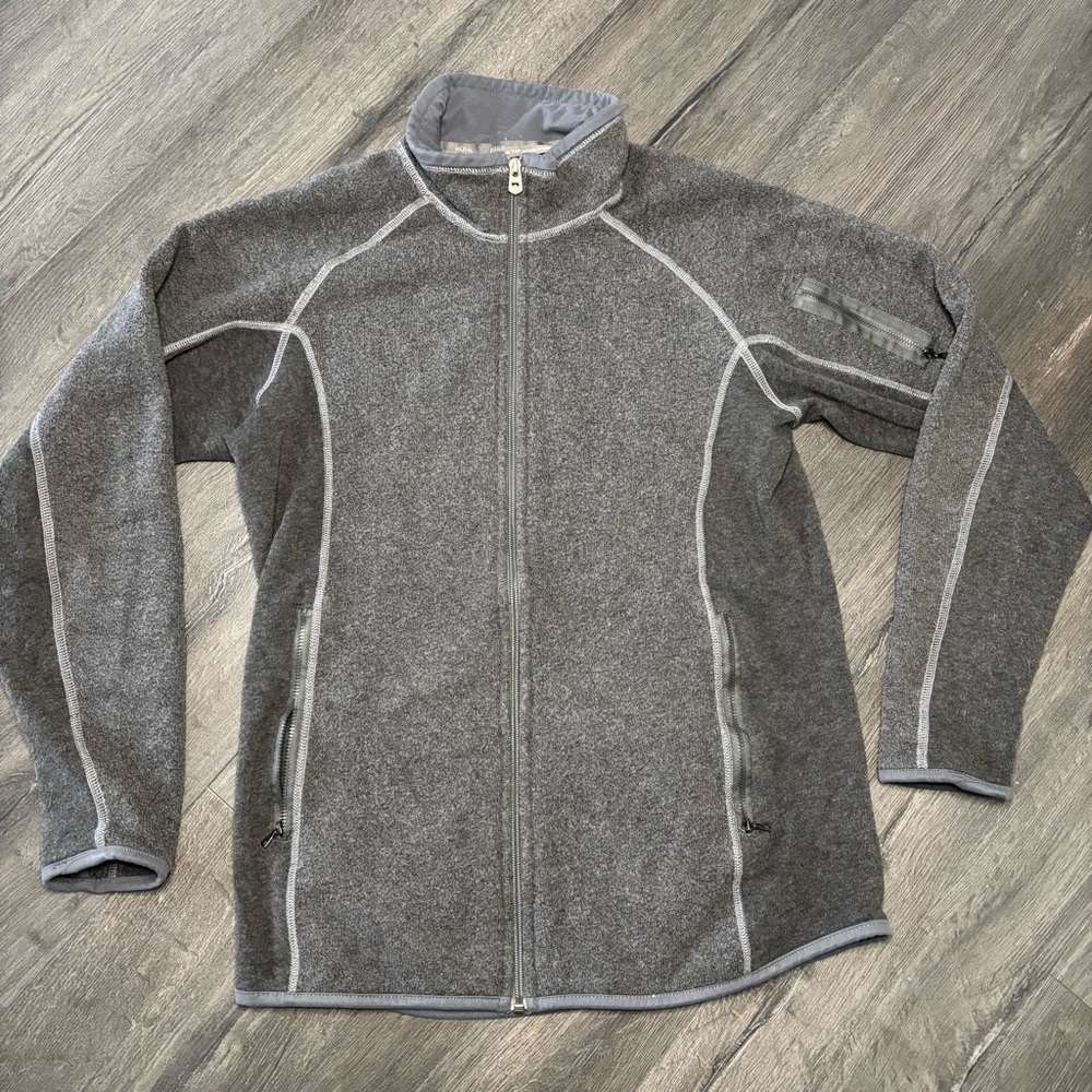 Kuhl Full Zip Fleece Jacket Men's Small Gray Outdoor Hiking Backpack